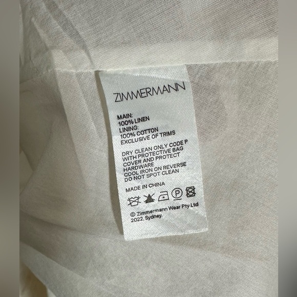 NWT Zimmermann Cream Linen Daisy Mini Dress Ruffle Long Sleeve AU 0P (US 2P) - Picture 15 of 16